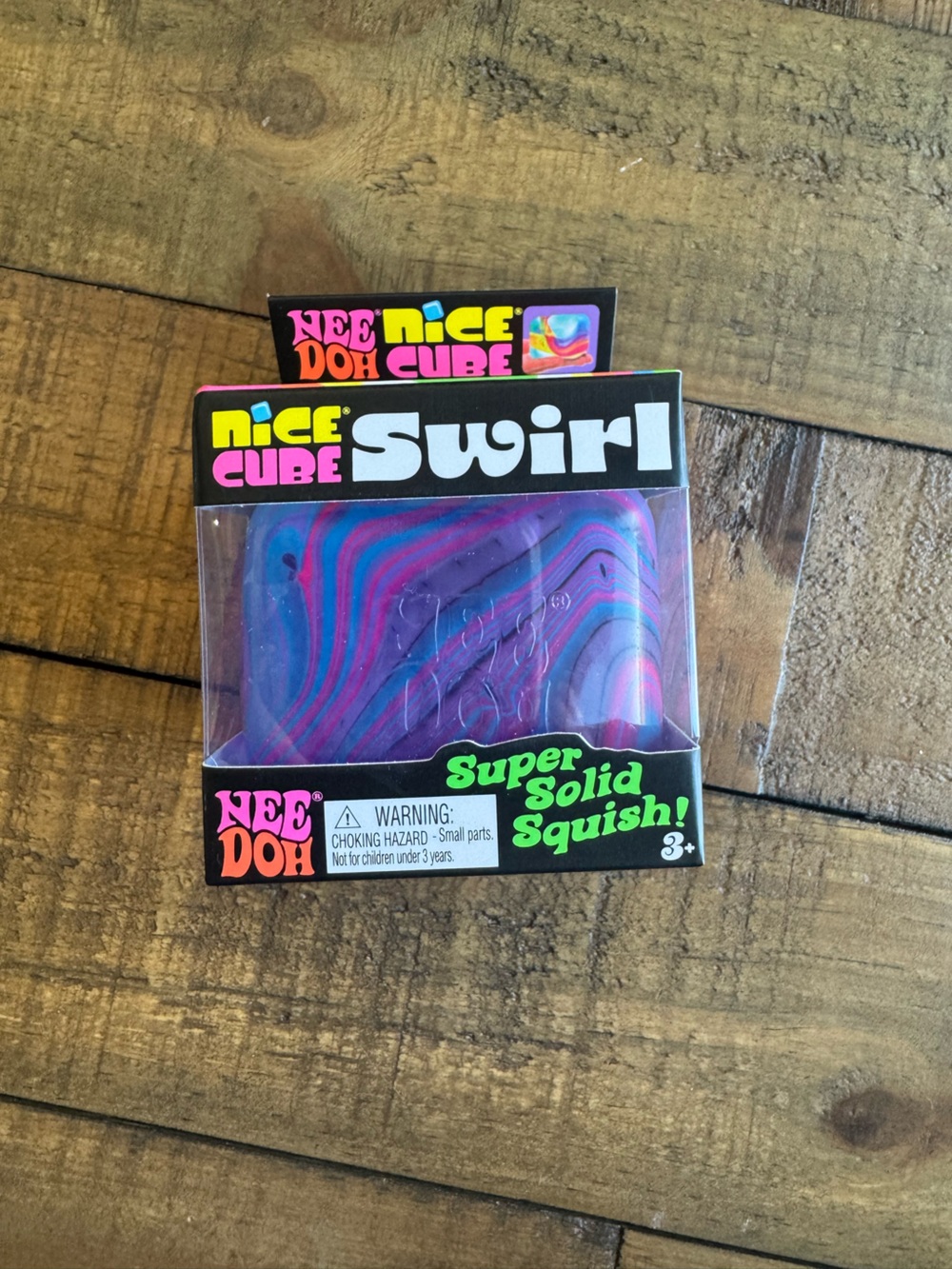 Swirl Super Solid Squish! Stress Relief Cube - Purple Blue Pink